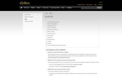 Help Section | illico.tv