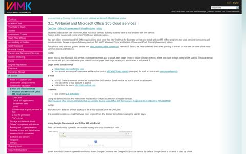 Webmail and Microsoft Office 365 cloud services: 3.1 ...