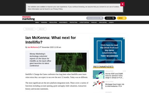Ian McKenna: What next for Intelliflo? | Money Marketing