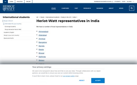 Heriot-Watt representatives in India - Heriot-Watt University