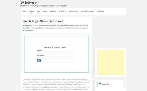 Simple Login System in Laravel | Webslesson