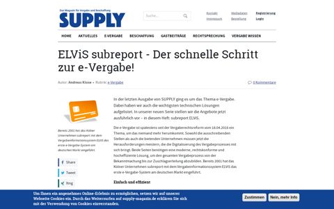 ELViS subreport - Der schnelle Schritt zur e-Vergabe! | Supply ...