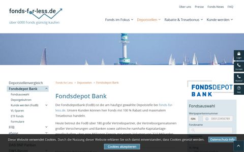 Fondsdepot Bank - Fonds mit Kickback online kaufen