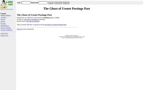 The Ghost of Usenet Postings Past [LWN.net]