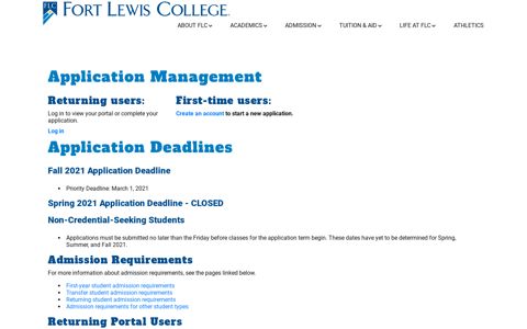 Application Management - Fort Lewis College