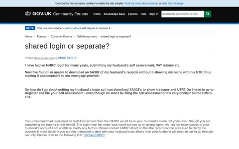 shared login or separate? - Community Forum - GOV.UK