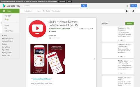 JioTV – News, Movies, Entertainment, LIVE TV - Apps on ...