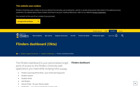 Flinders dashboard (Okta) - Flinders University Students