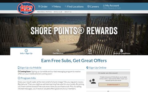 Shore Points® Rewards - Jersey Mike's Canada