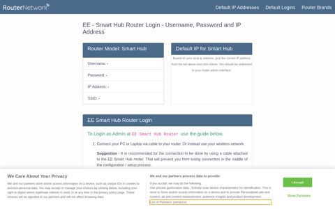 EE - Smart Hub Default Login and Password - Router Network