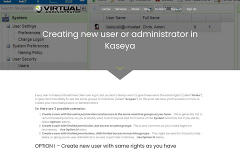 Creating new user or administrator in Kaseya | Virtual ...