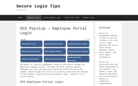 OCS Payslip - Employee Portal Login - Secure Login Tips