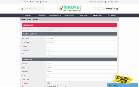 Register Account - Insasta.com