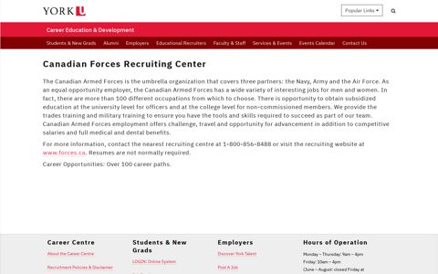 Canadian Forces Recruiting Center | Career Education ...