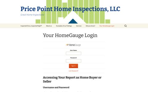 Your HomeGauge Login ~ Price Point Home Inspections, LLC
