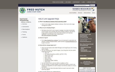 HALO Link Upgrade FAQs - Fred Hutch Shared Resources