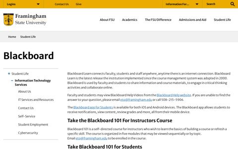 Blackboard Learn - Framingham State University