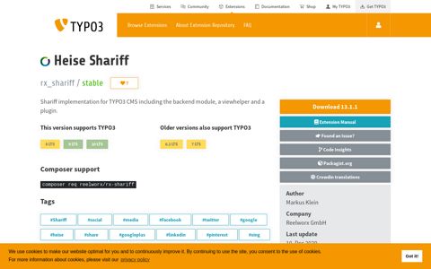 TYPO3 Extension 'Heise Shariff' (rx_shariff)