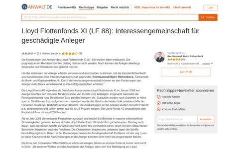 Lloyd Flottenfonds XI (LF 88): Interessengemeinschaft für ...