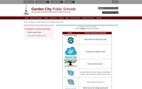 Student Login Center - Garden City Public Schools