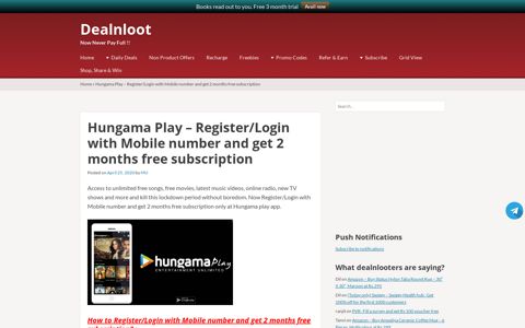 Hungama Play - Register/Login with Mobile number and get 2 ...