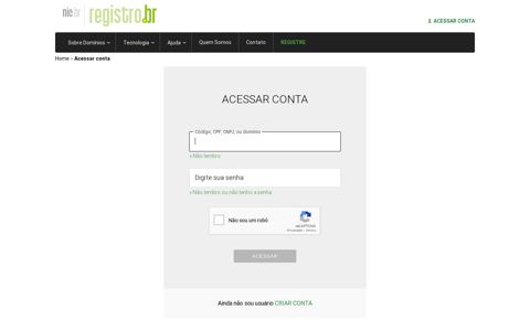 Acessar conta - Registro.br