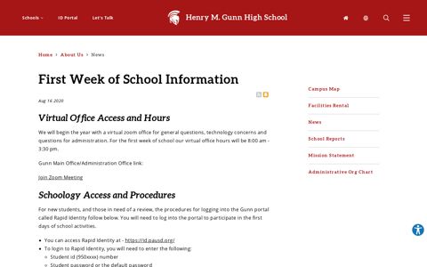 First Week of School Information - Henry M. Gunn High School