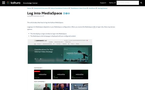 Log into MediaSpace | Kaltura Knowledge Center