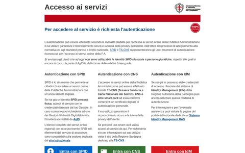 Regione Autonoma della Sardegna: Accesso ai servizi
