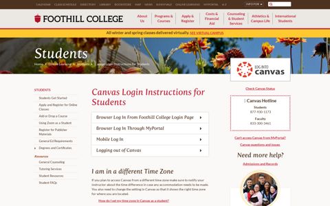 Canvas Login Instructions for Students - Foothill College