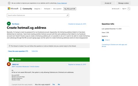 Create hotmail.sg address - Microsoft Community