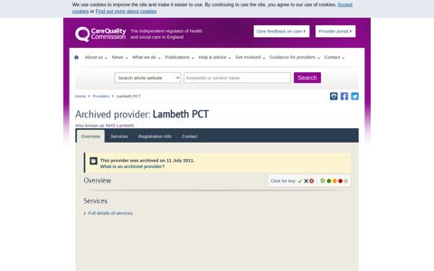Archived provider: Lambeth PCT Also known as NHS ... - CQC