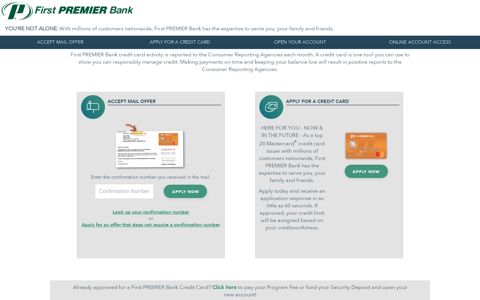 Landing Page / Credit Card / First PREMIER Bank