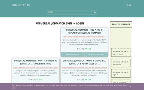 universal jobmatch sign in login - General Information about Login