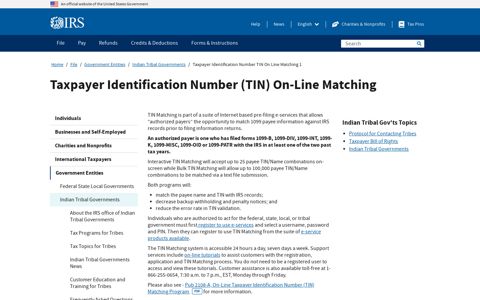 Taxpayer Identification Number TIN On Line Matching 1 ...