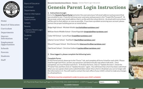 Genesis Parent Login Instructions - Bernards Township ...