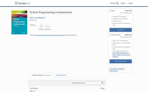 Python Programming Fundamentals | SpringerLink