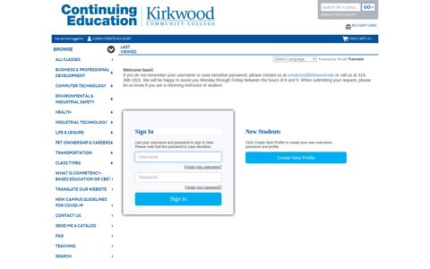 Login - Kirkwood Community College Continuing Education ...