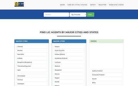 LIC Agent Portal - Login to find the nearest LIC Agent in your city