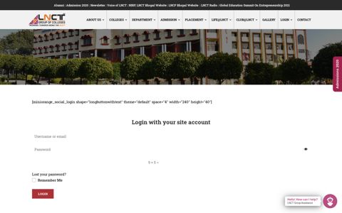Login with your site account - (LNCT) | Bhopal
