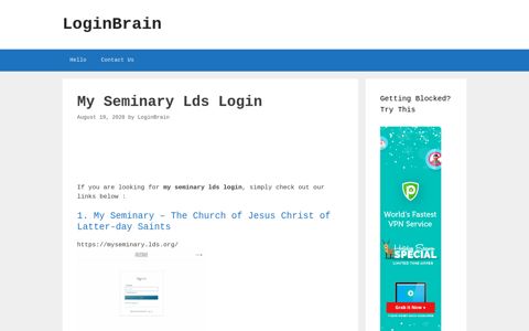 my seminary lds login - LoginBrain
