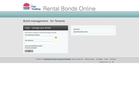 Tenant Login - Rental Bonds Online