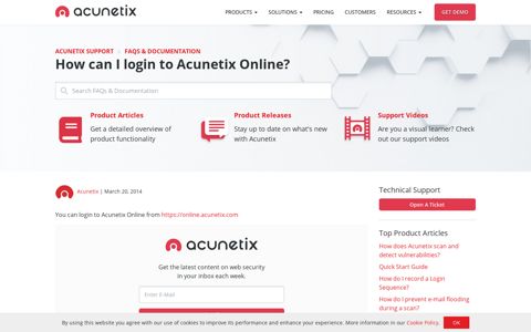 How can I login to Acunetix Online? | Acunetix