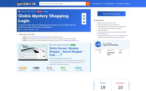 Globis Mystery Shopping Login - Logins-DB