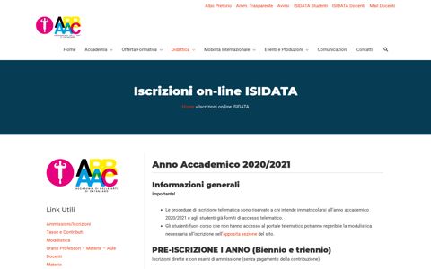 Iscrizioni on-line ISIDATA - Accademia di Belle Arti Catanzaro