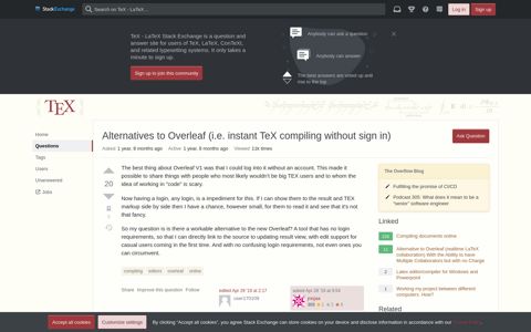 Alternatives to Overleaf (ie instant TeX compiling without sign in)
