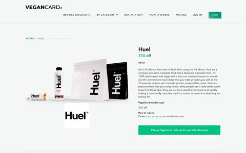 Huel discount code - VeganCard