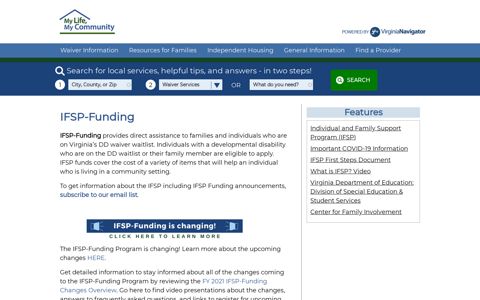 IFSP-Funding | My Life My Community