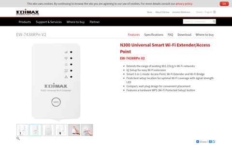 N300 Universal Smart Wi-Fi Extender/Access Point - EDIMAX