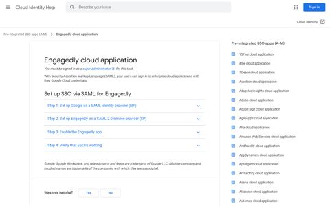 Engagedly cloud application - Cloud Identity Help